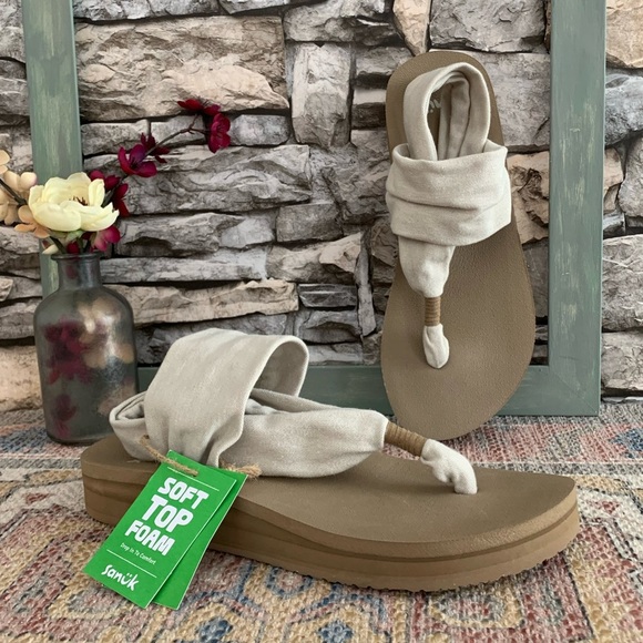 #01 Sanuk Peyote Sling St Midform Back Casual Soft Platform Yoga Sandals Shoes 8 - Picture 2 of 9